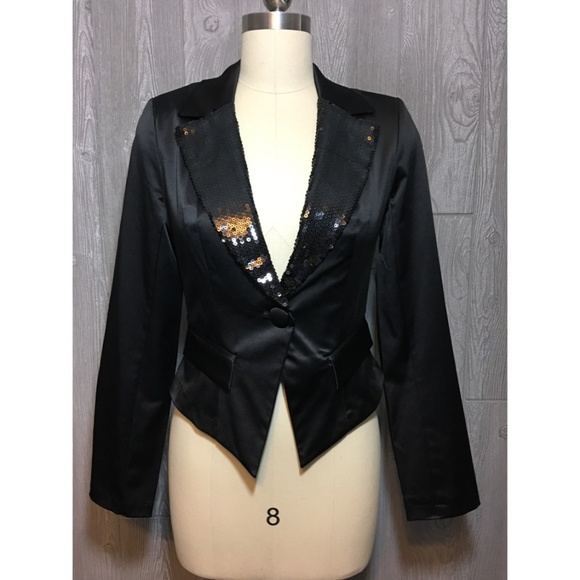 Candie's Jackets & Blazers - Candie's Black Satin & Sequin Jacket M